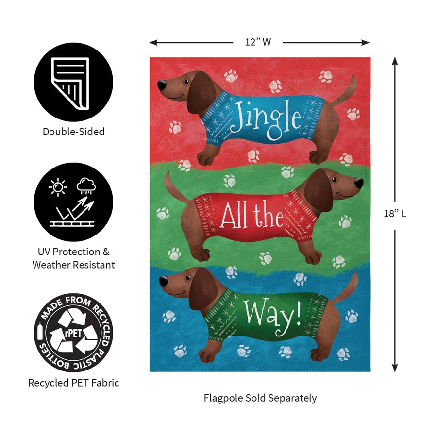 Evergreen Jingle All The Way Dachshund Suede Garden Flag