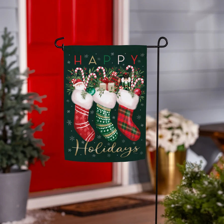 Evergreen Festive Fun Stockings Suede Garden Flag
