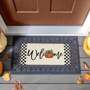 Evergreen Checkered Bow Pumpkin Sassafras Switch Mat