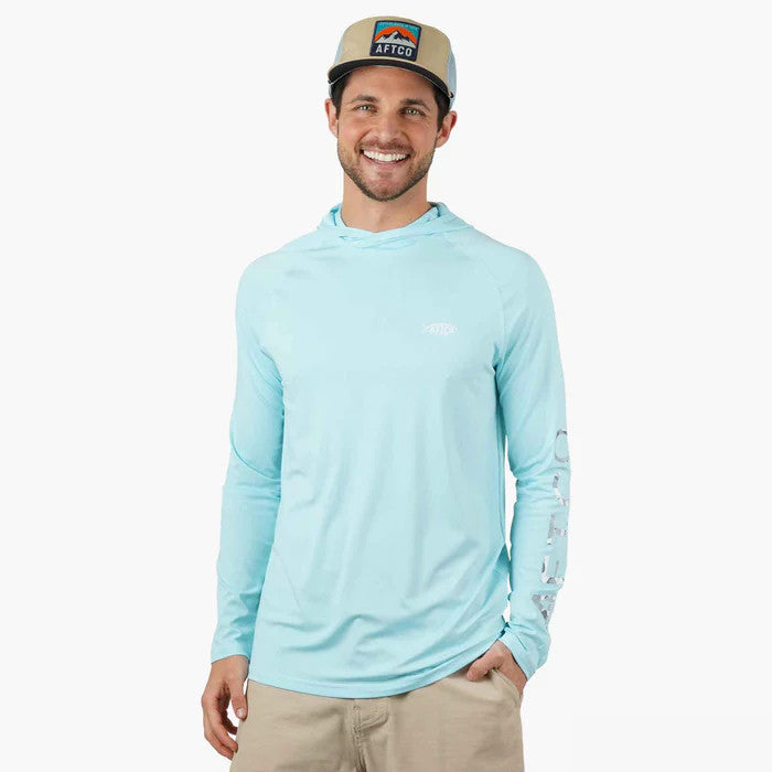 Aftco Samurai Sun Protection Hoodie Shirt - Clearwater Heather