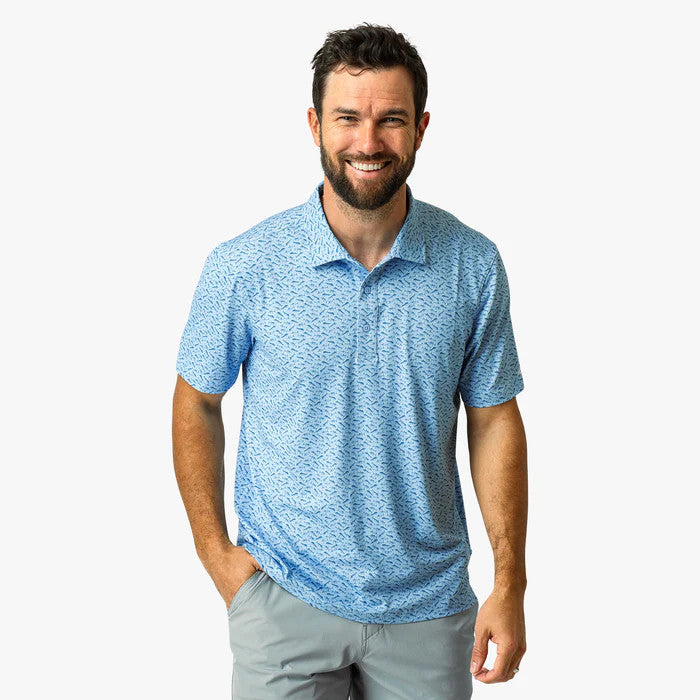 Aftco Men's Boatbar Printed Performance Polo Shirt - Dusk