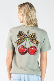 Simply Southern Women's Mineral Wash Cherry Tee - Birch