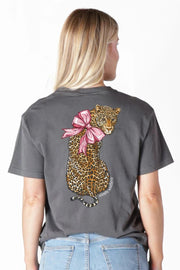 Simply Southern Women's Mineral Washed Leopard Tee - Graphite