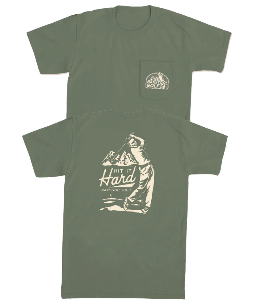 Barstool Sports Men's Hit It Hard Vintage Golfer Pocket Tee - Moss