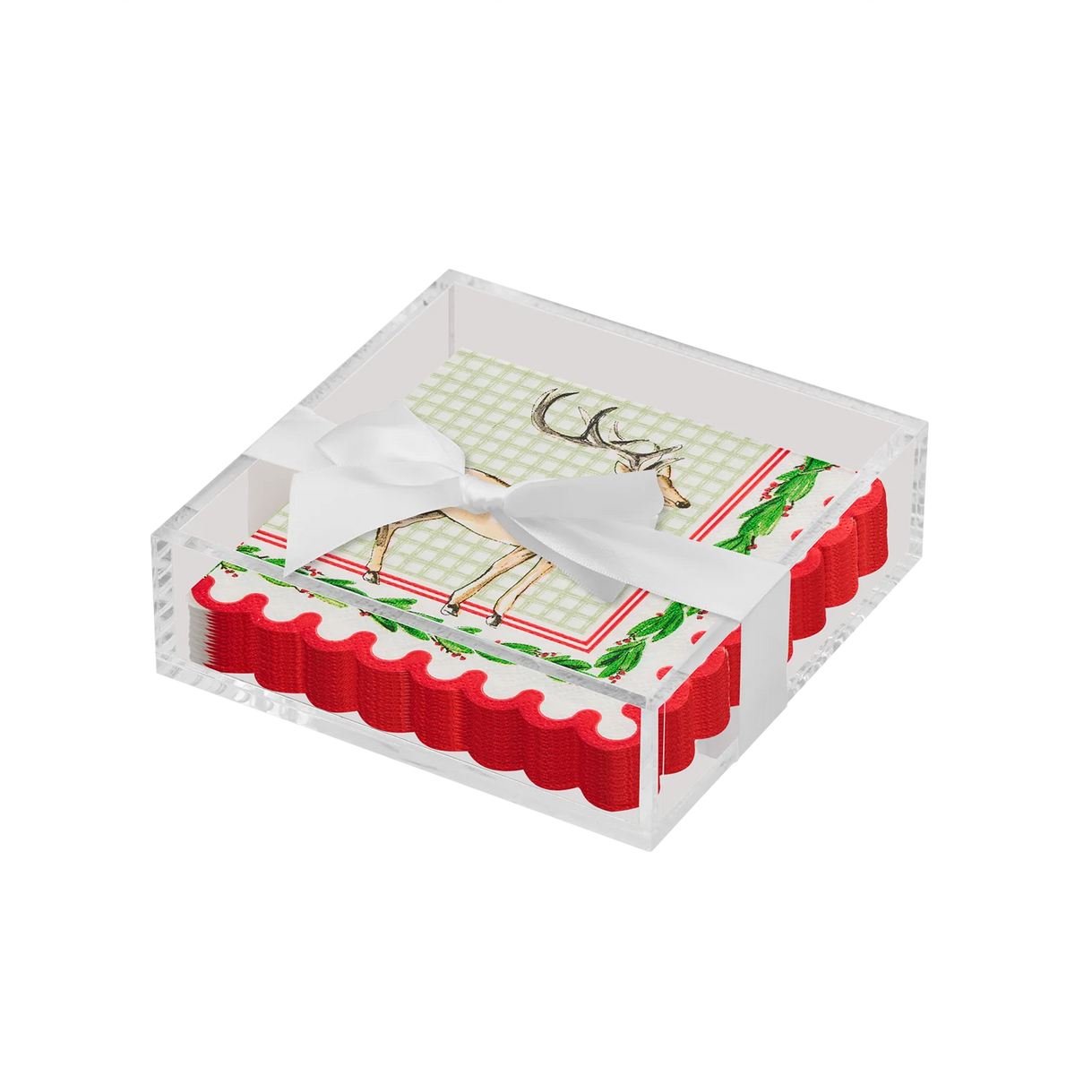 Sophistiplate Christmas Cocktail Napkins with Tray - Holly Berry