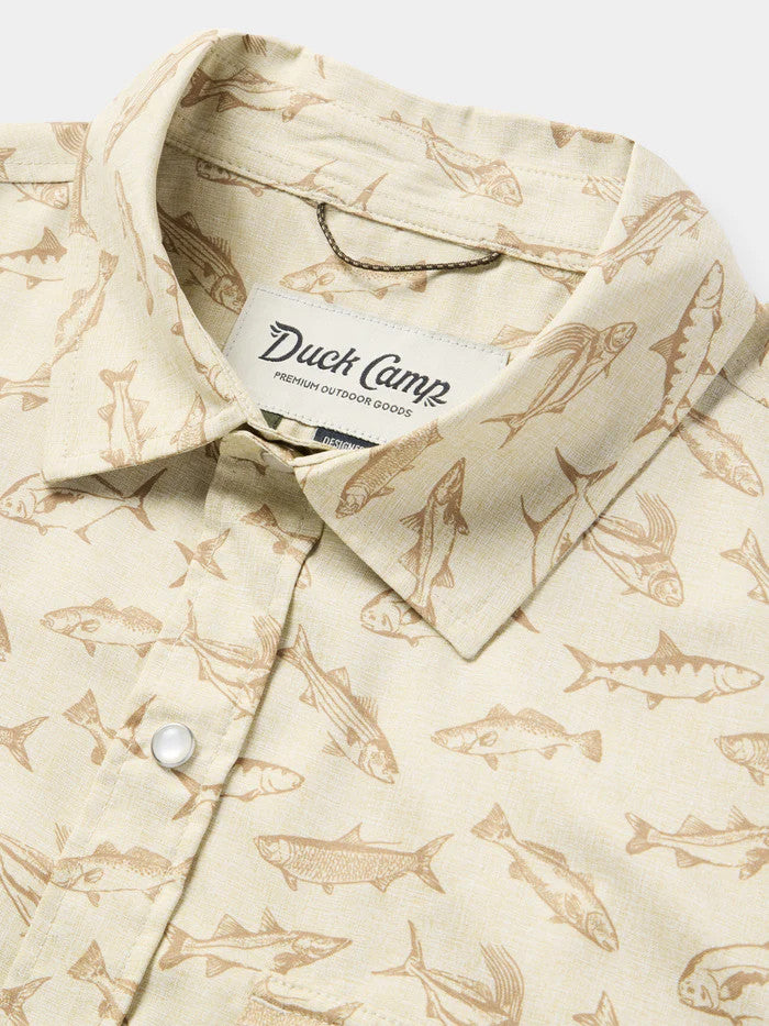 Duck Camp Men's Brrr Performance Shirt Short Sleeve - Sand Dollar Coastal Frenzy