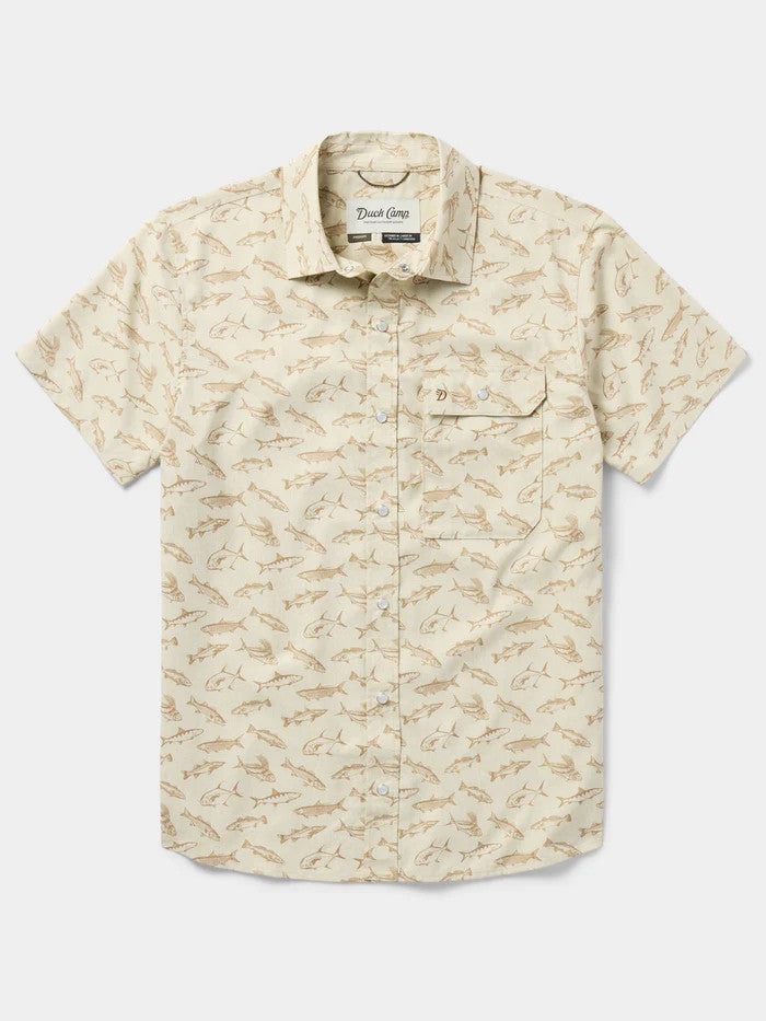 Duck Camp Men's Brrr Performance Shirt Short Sleeve - Sand Dollar Coastal Frenzy
