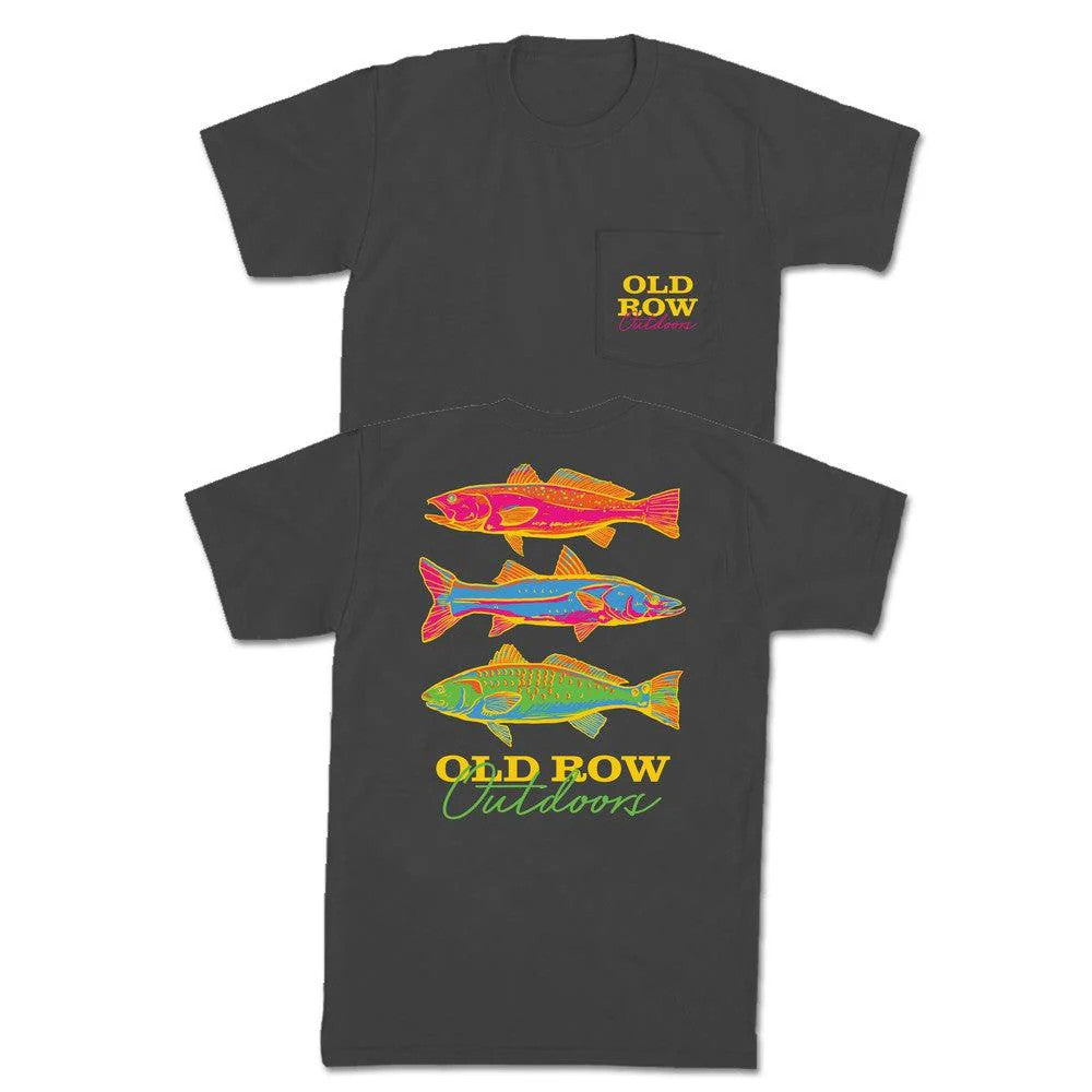 Old Row Men's Neon Fish Pocket Tee - Pepper
