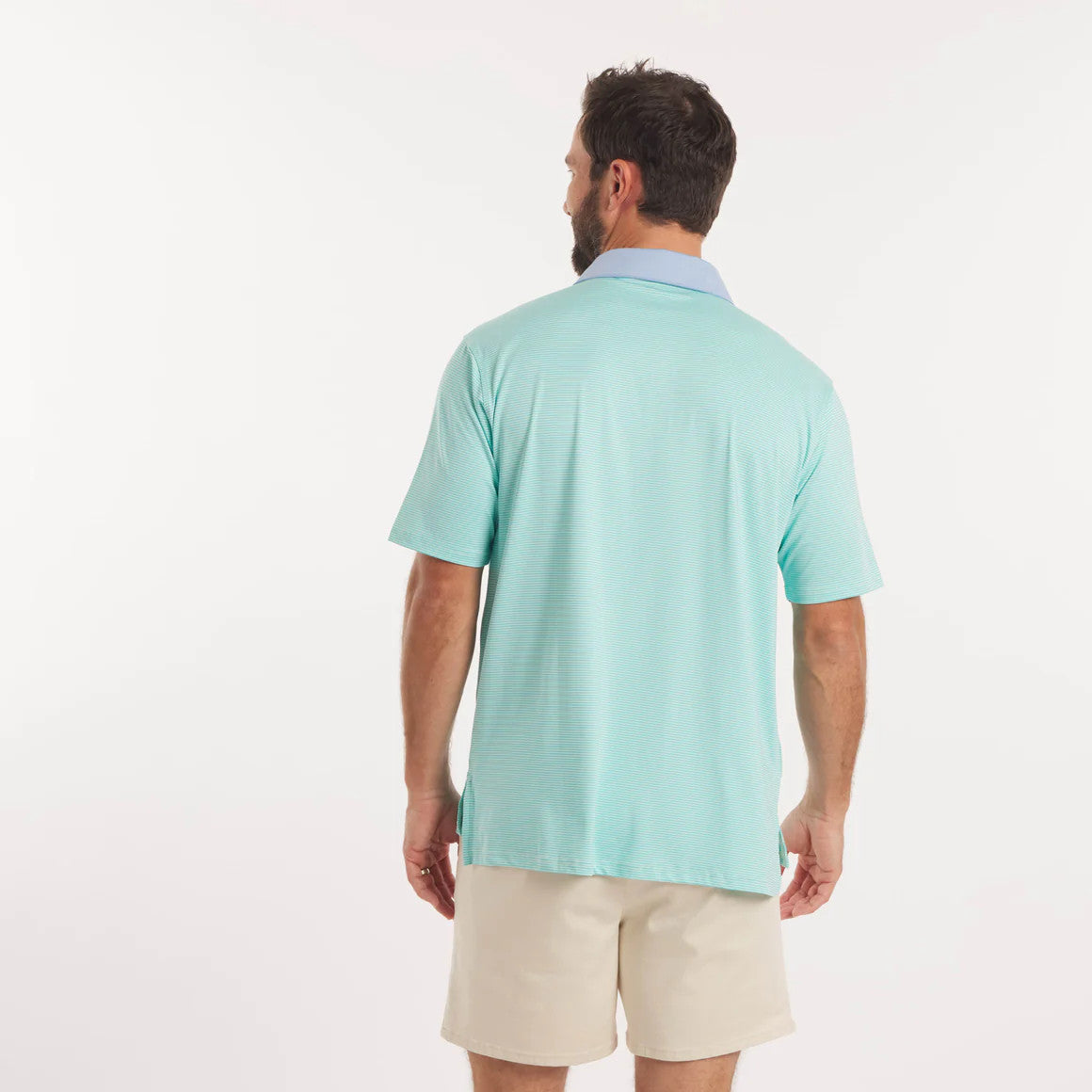 Southern Marsh Bermuda Performance Polo Hampton Stripe - Honeydew & Mint