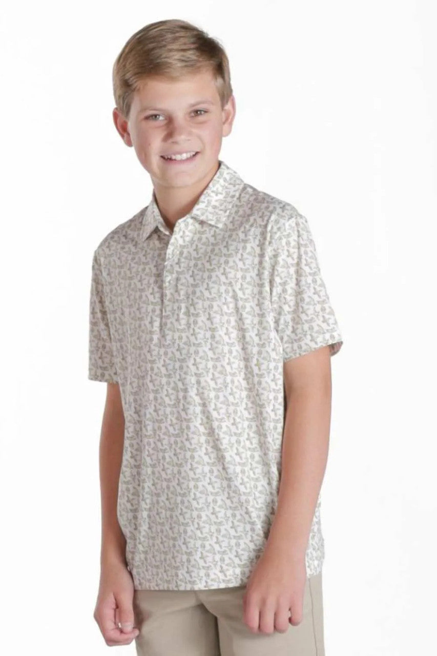 Simply Southern Youth Water Dude Polo - Beige