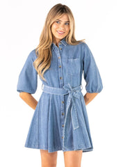 Simply Southern Women's Western Button Up Dress - Denim