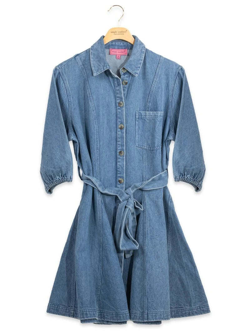 Simply Southern Women's Western Button Up Dress - Denim