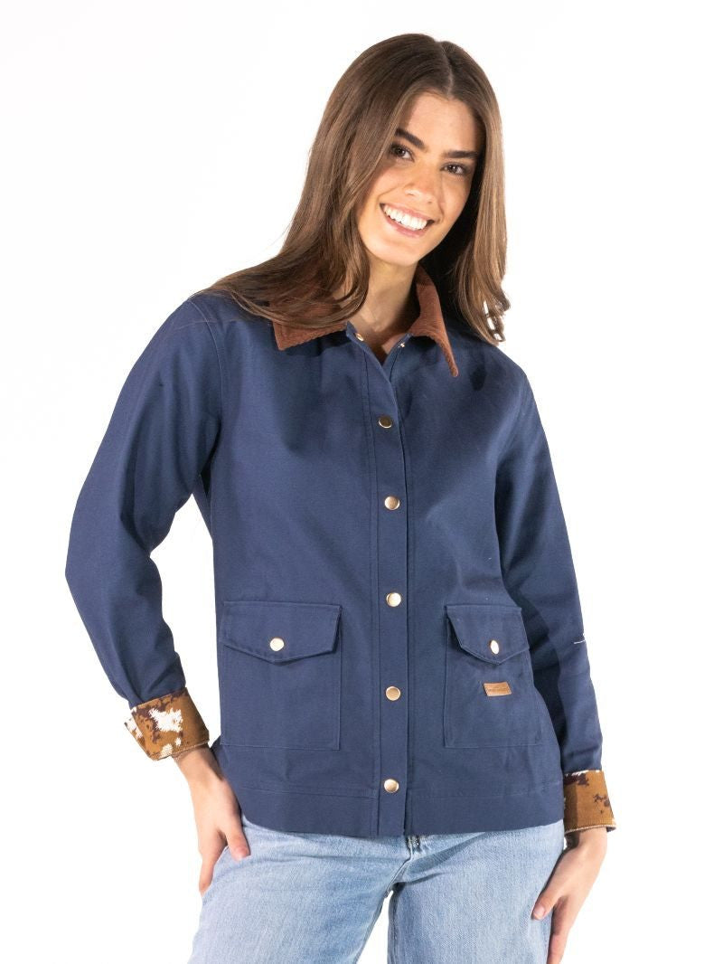 Simply Southern Women's Darling Printed Barn Jacket - Navy