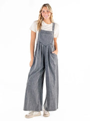 Simply Southern Women's Mineral Wash Overalls - Black