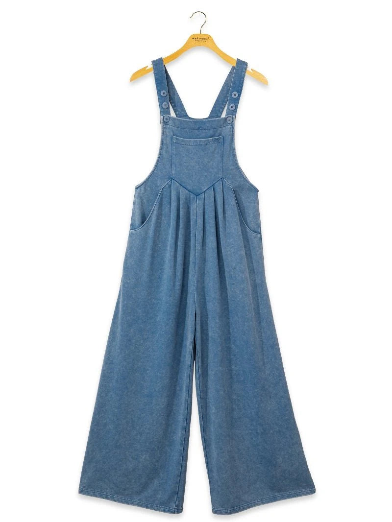 Simply Southern Women's Mineral Wash Overalls - Blue