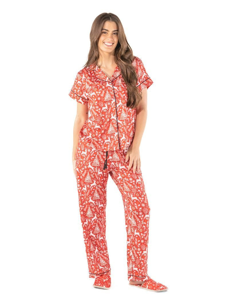 Simply Southern Women's Holiday Simply Soft Pajama Set - Deer