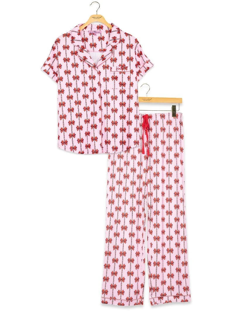 Simply Southern Women's Holiday Simply Soft Pajama Set - Mint Bows