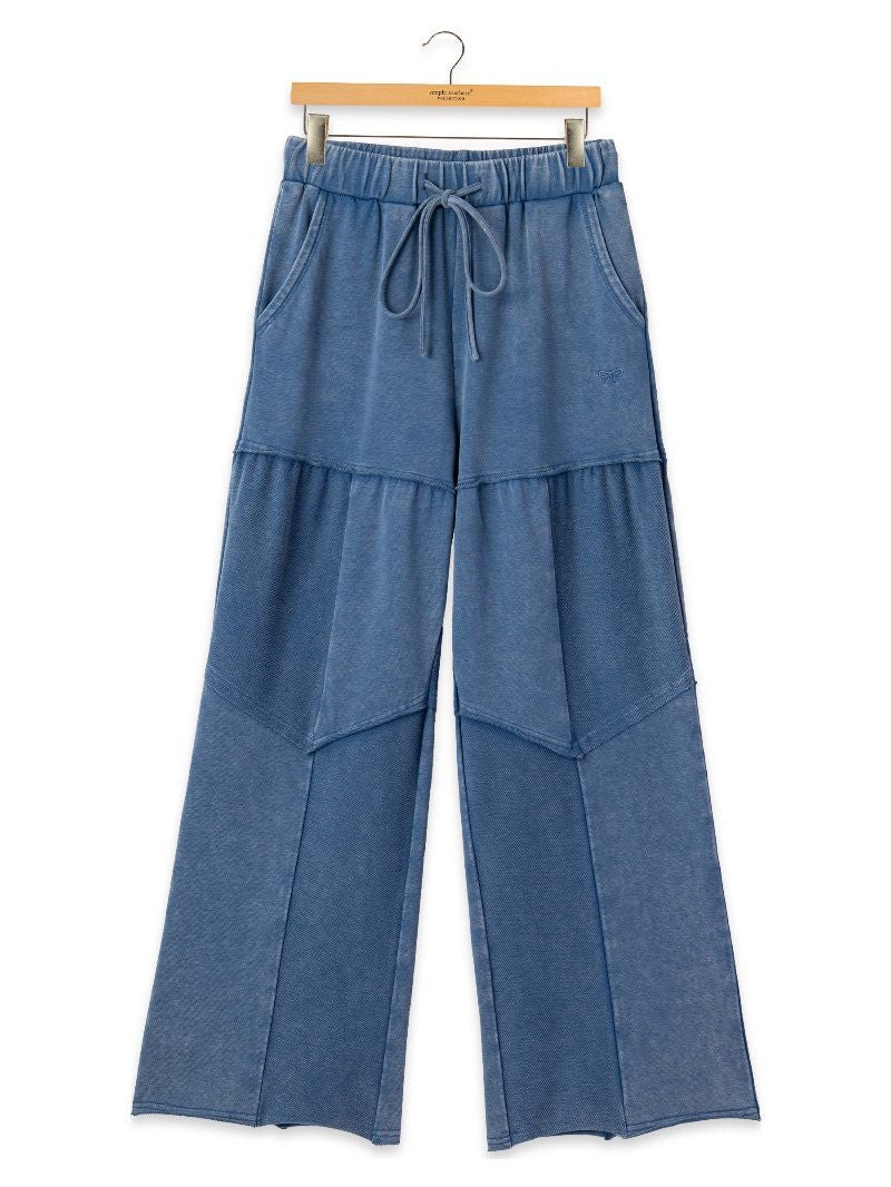 Simply Southern Women's Mineral Wash Wide Leg Pant - Blue