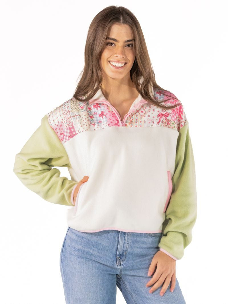 Simply Southern Women's Aleyna Fleece Pullover - Quilted Ribbons