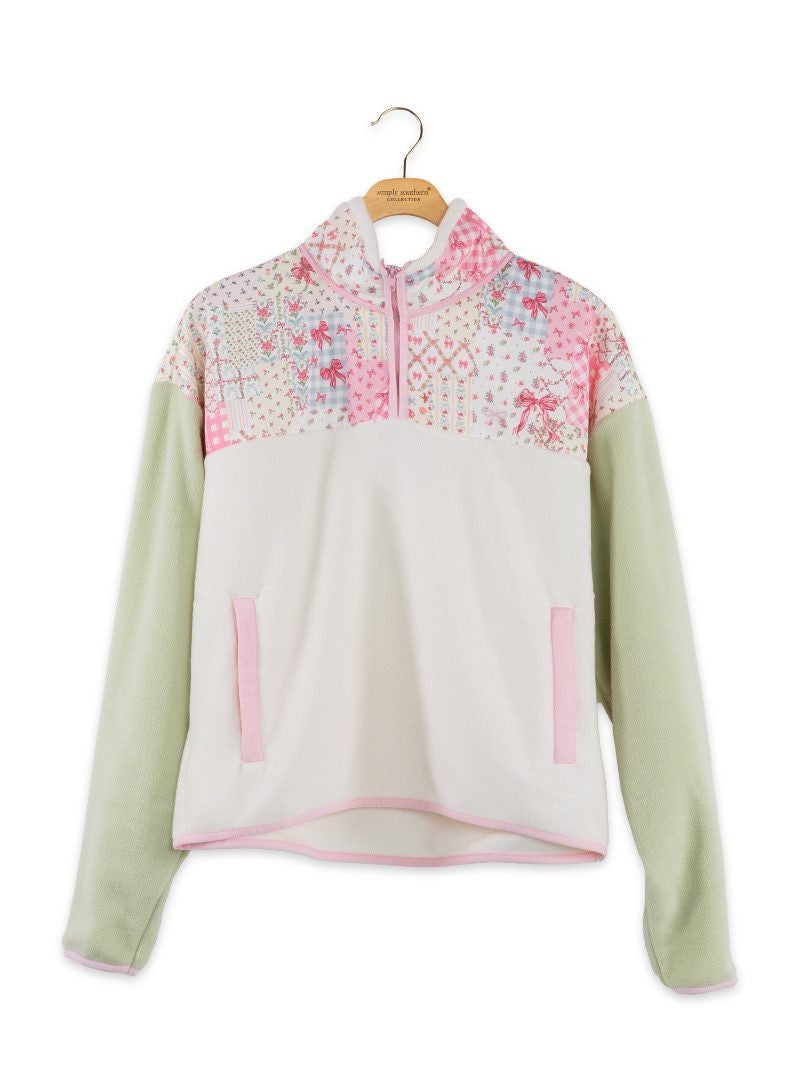 Simply Southern Women's Aleyna Fleece Pullover - Quilted Ribbons