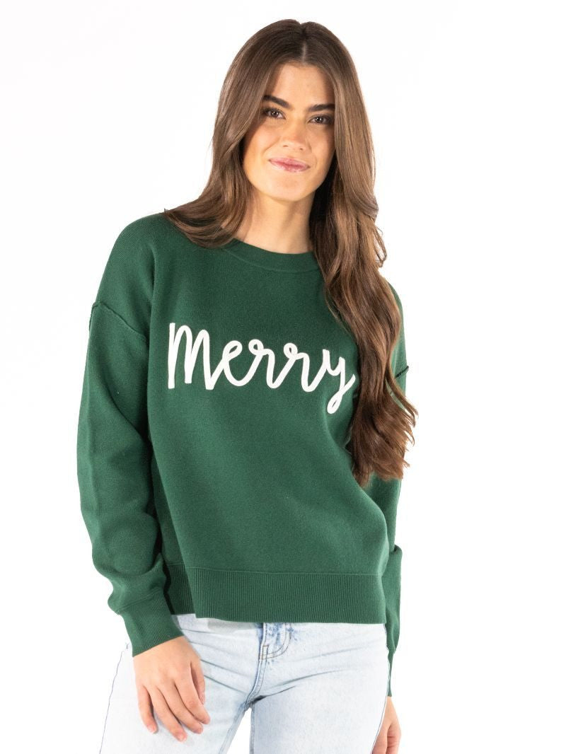 Simply Southern Women's Merry Sweater - Green