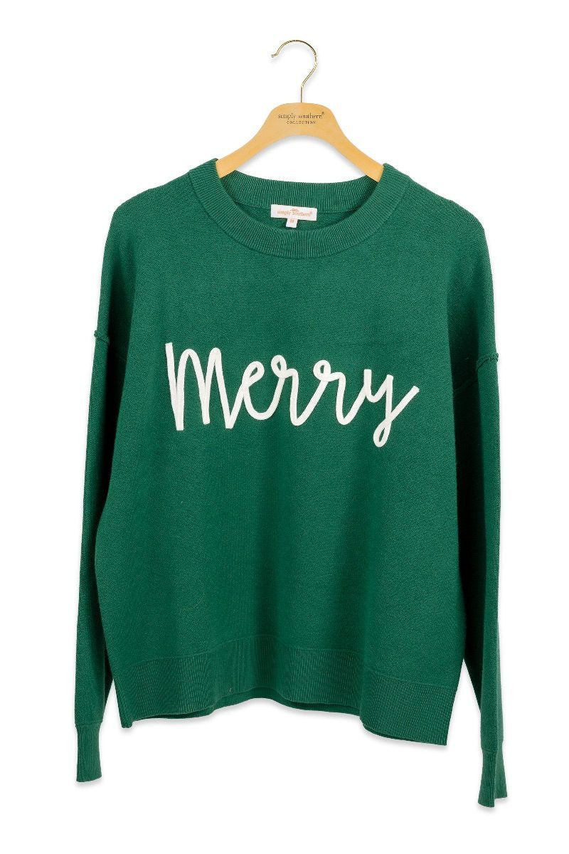 Simply Southern Women's Merry Sweater - Green