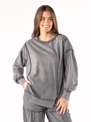 Simply Southern Women's Mineral Wash Crewneck Sweatshirt - Black