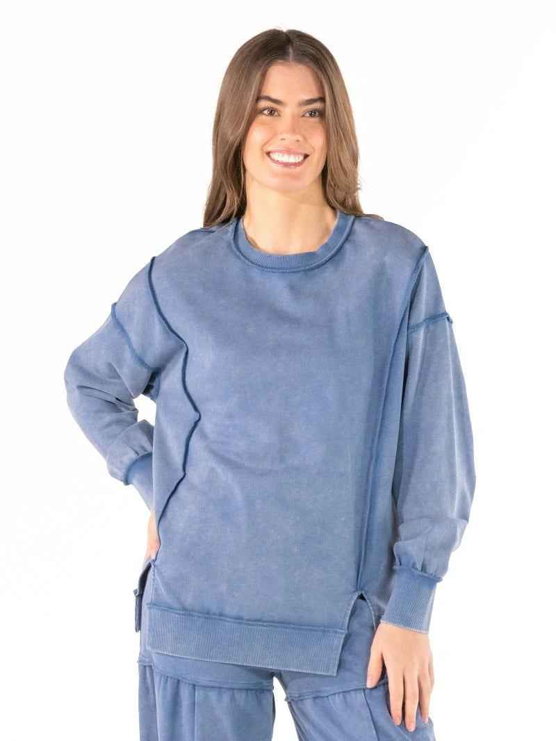 Simply Southern Women's Mineral Wash Sweatshirt - Blue