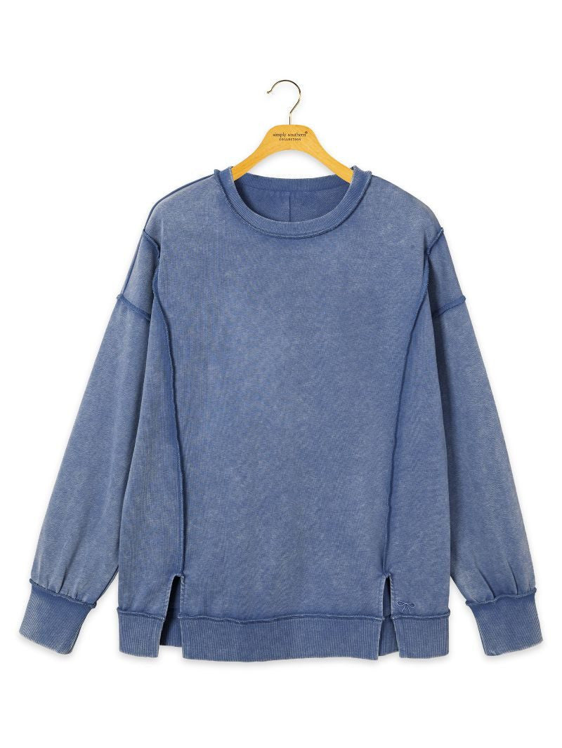 Simply Southern Women's Mineral Wash Sweatshirt - Blue