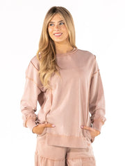 Simply Southern Women's Mineral Wash Crewneck Sweatshirt - Fawn