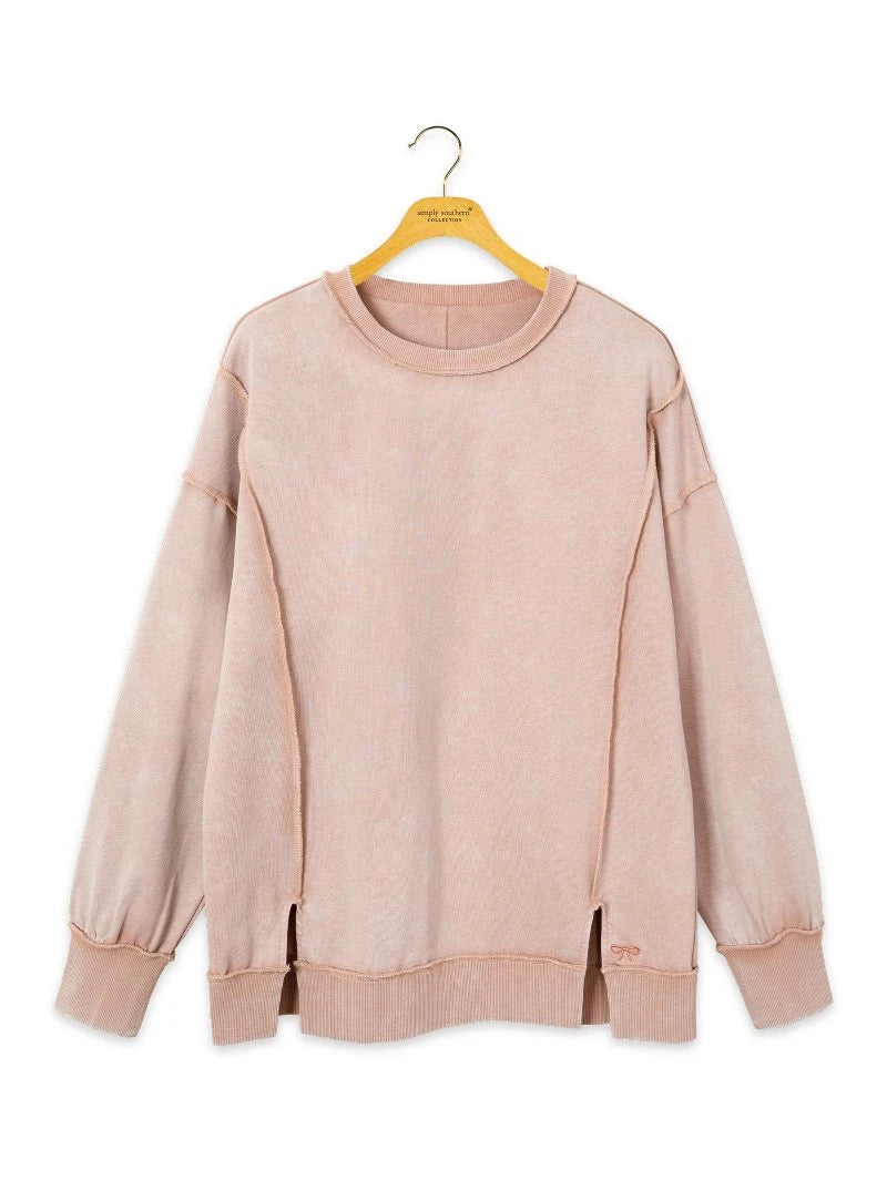 Simply Southern Women's Mineral Wash Crewneck Sweatshirt - Fawn