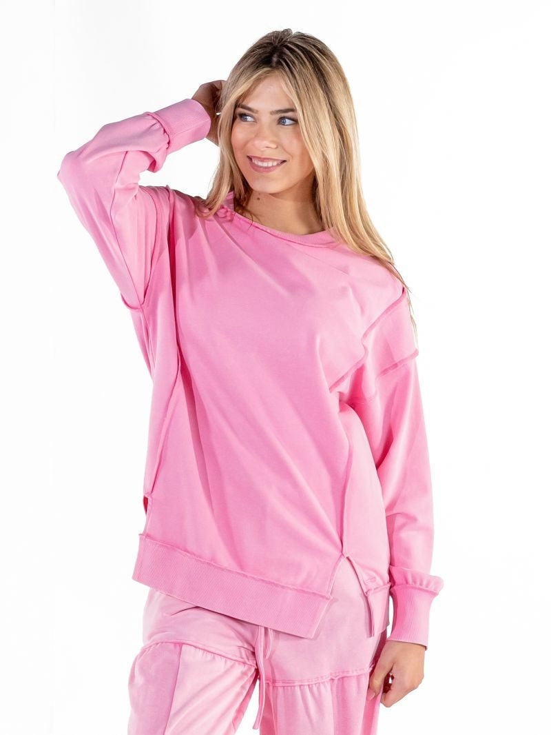 Simply Southern Women's Mineral Wash Crewneck Sweatshirt - Pink