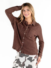 Simply Southern Women's Great Lakes Waffle Shirt - Cocoa