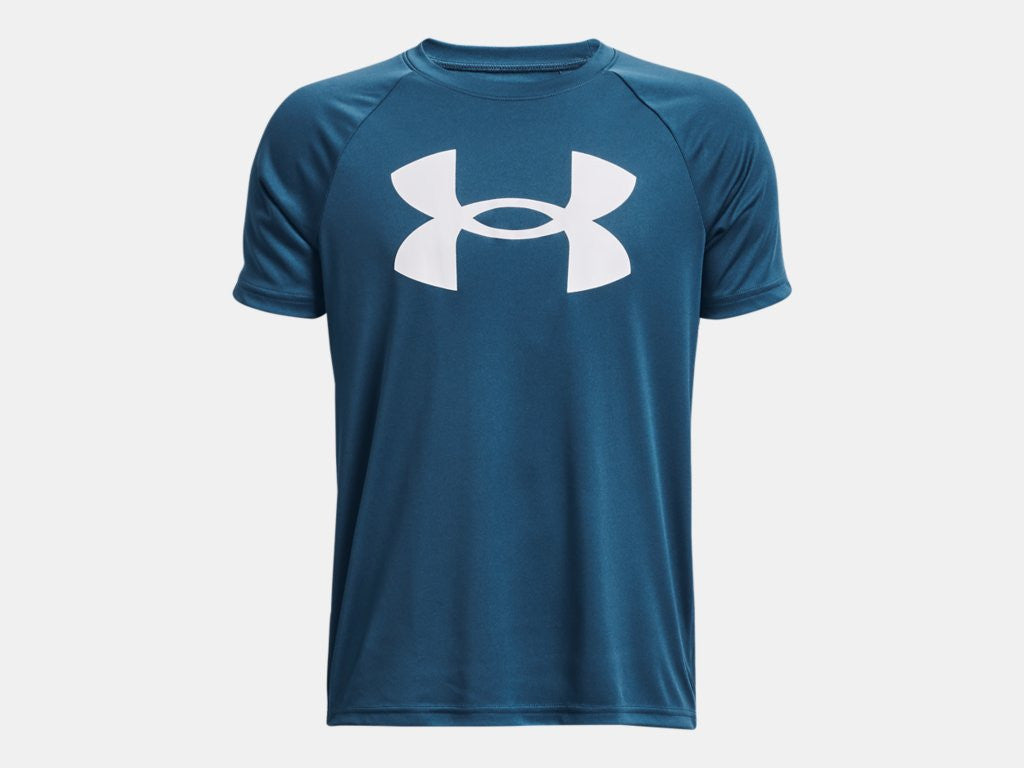 Under Armour Boys' UA Tech Big Logo Short Sleeve Shirt- Petrol Blue