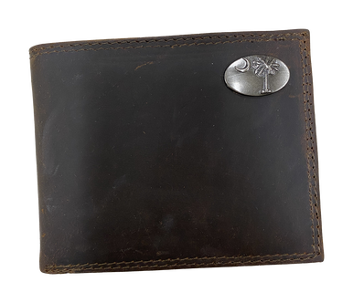 Zep-Pro Crazy Horse Leather Bifold - Palmetto Tree