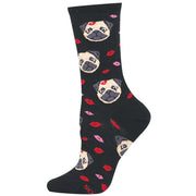Socksmith Pugs & Kisses Cotton Crew - Black