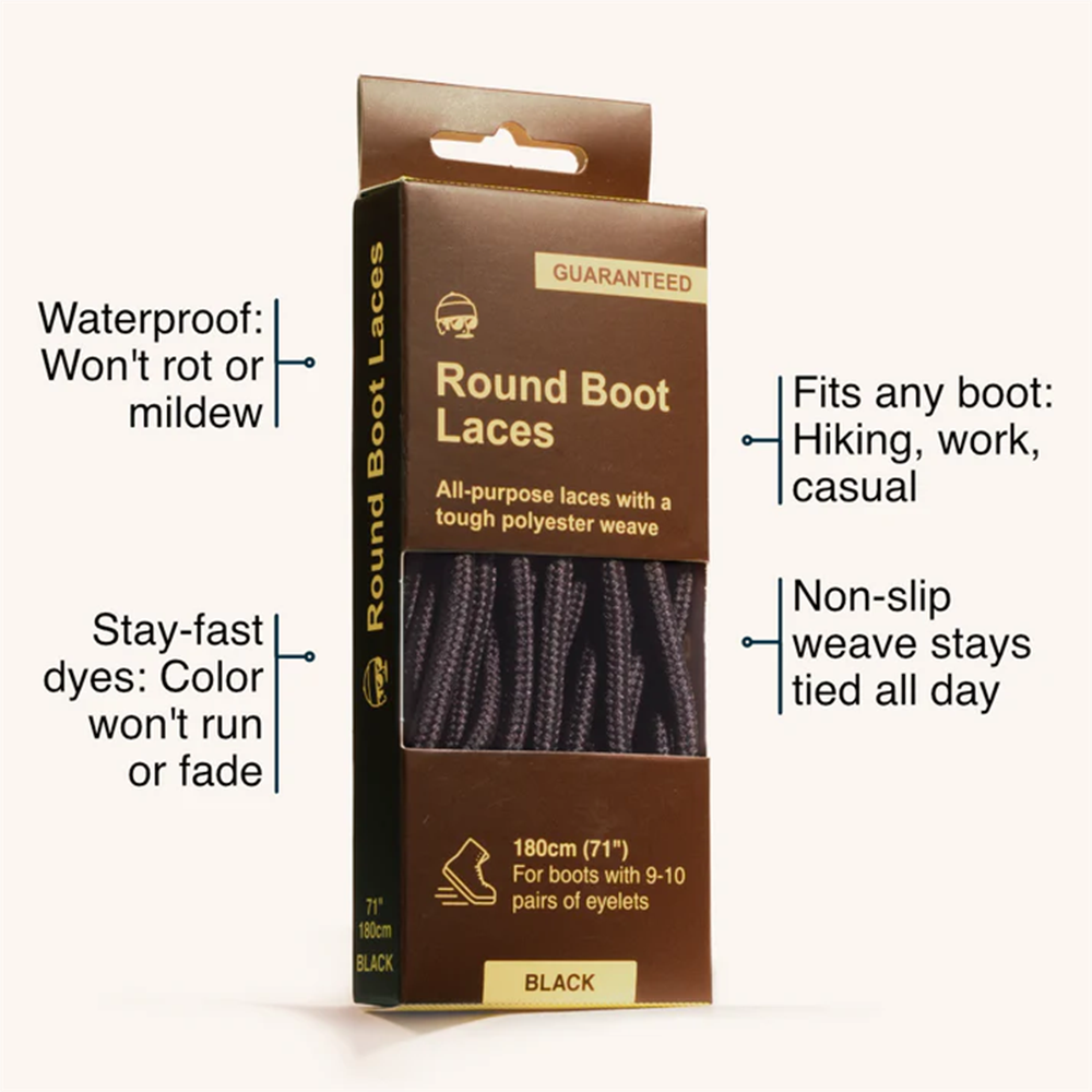 Adventure Andy Round Boot Laces – Black