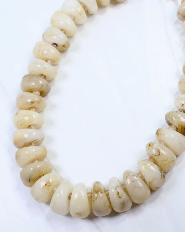Caroline Hill Mankato Chunky Marble Beaded Necklace Natural