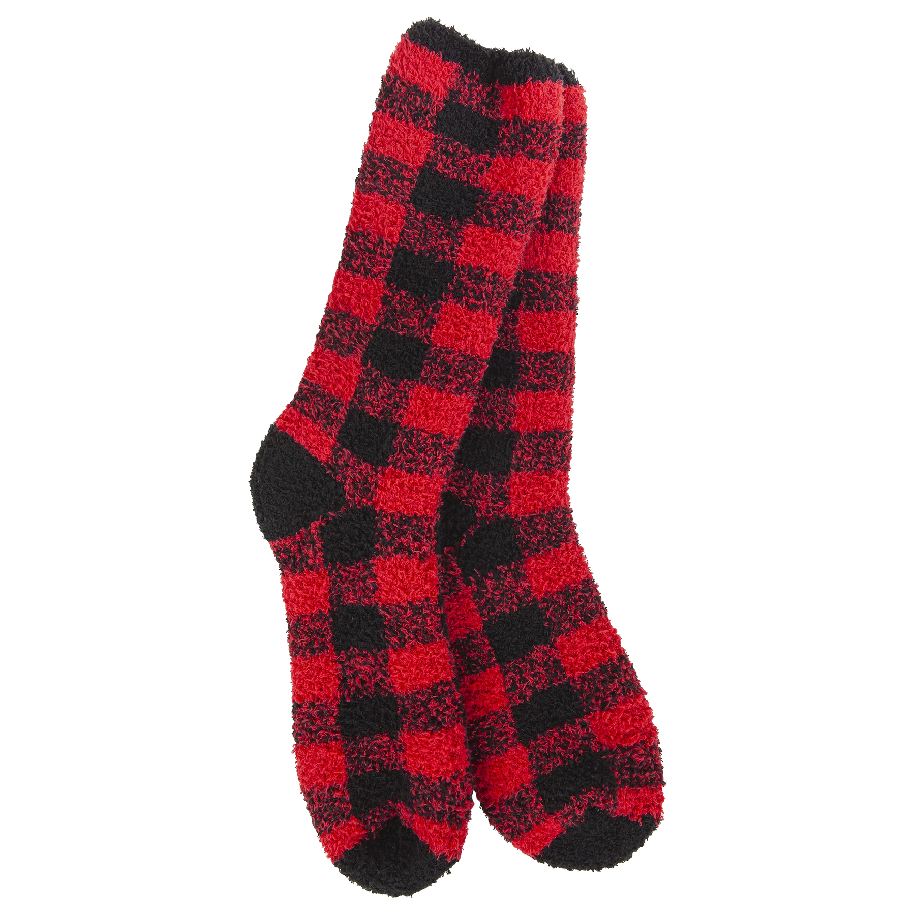 World's Softest Socks Fireside Cozy Plaid Crew - Red/Black