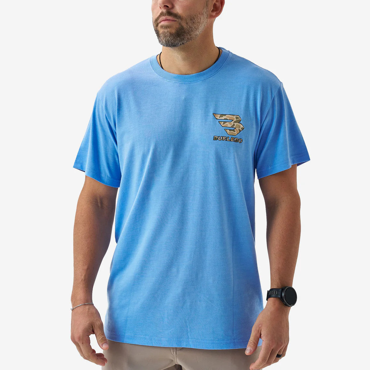 Burlebo Men's Short Sleeve Tee - Mallard Camo Dog - Periwinkle