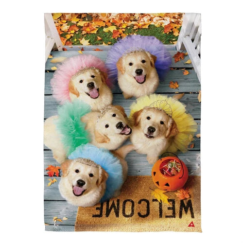 Evergreen Puppy Ballerinas Suede Garden Flag