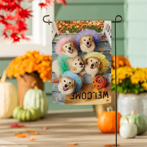 Evergreen Puppy Ballerinas Suede Garden Flag