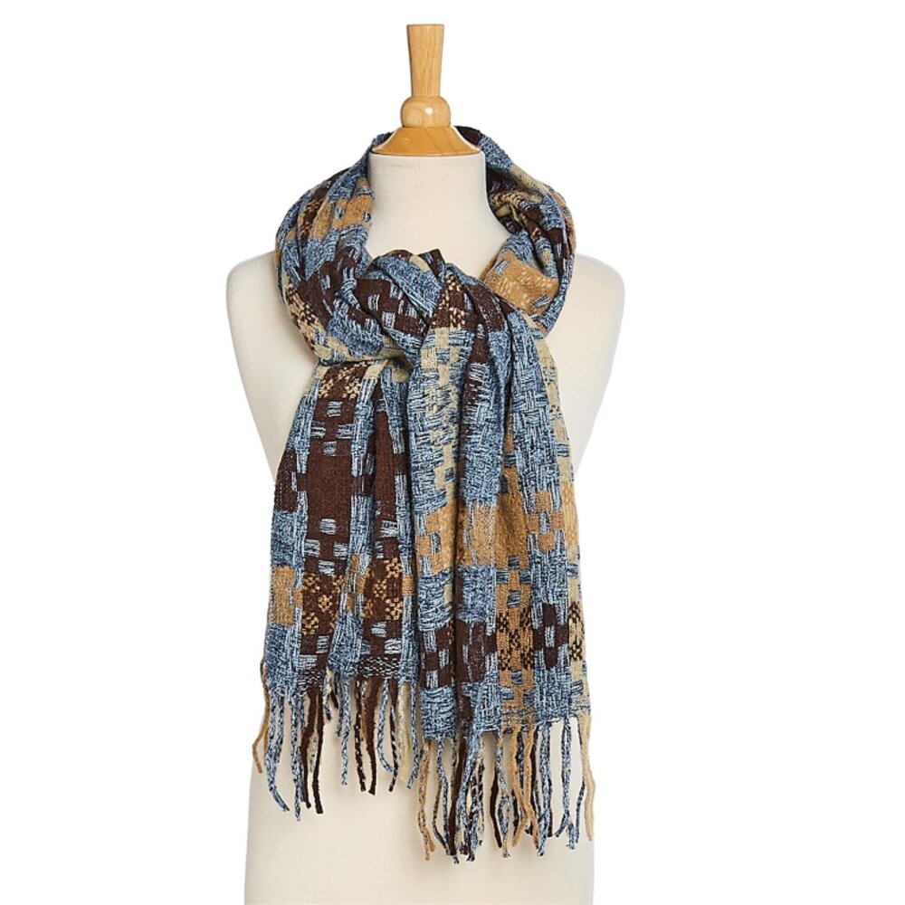 Two's Company Blue Plaid Scarf