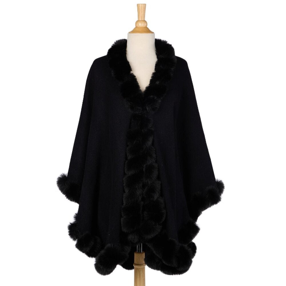 Two's Company Women's Faux Fur Regal Wrap - Black