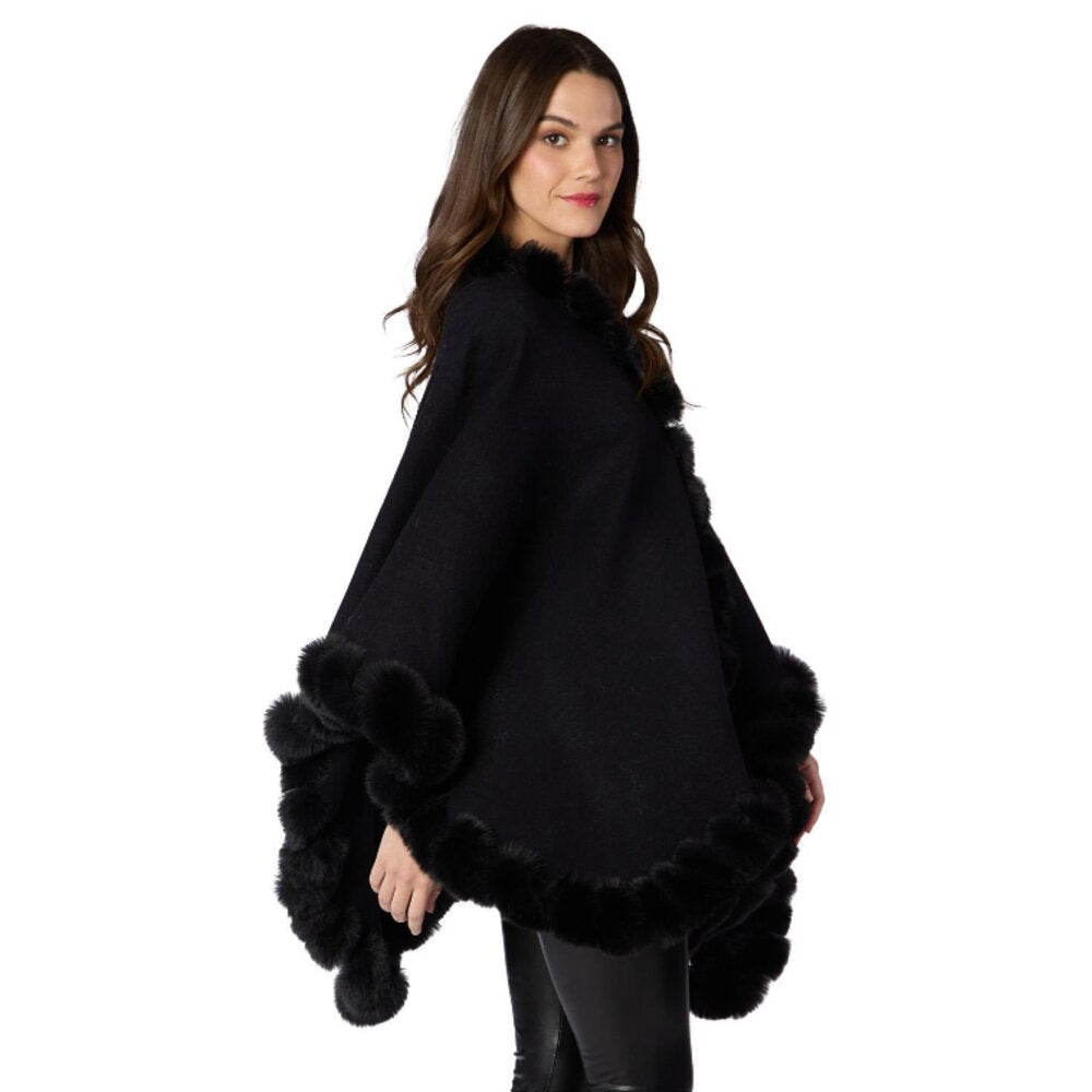 Two's Company Women's Faux Fur Regal Wrap - Black