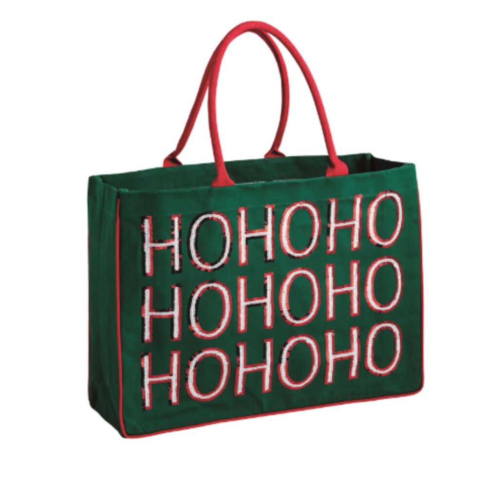 Mud Pie Green Holiday Sparkle Tote