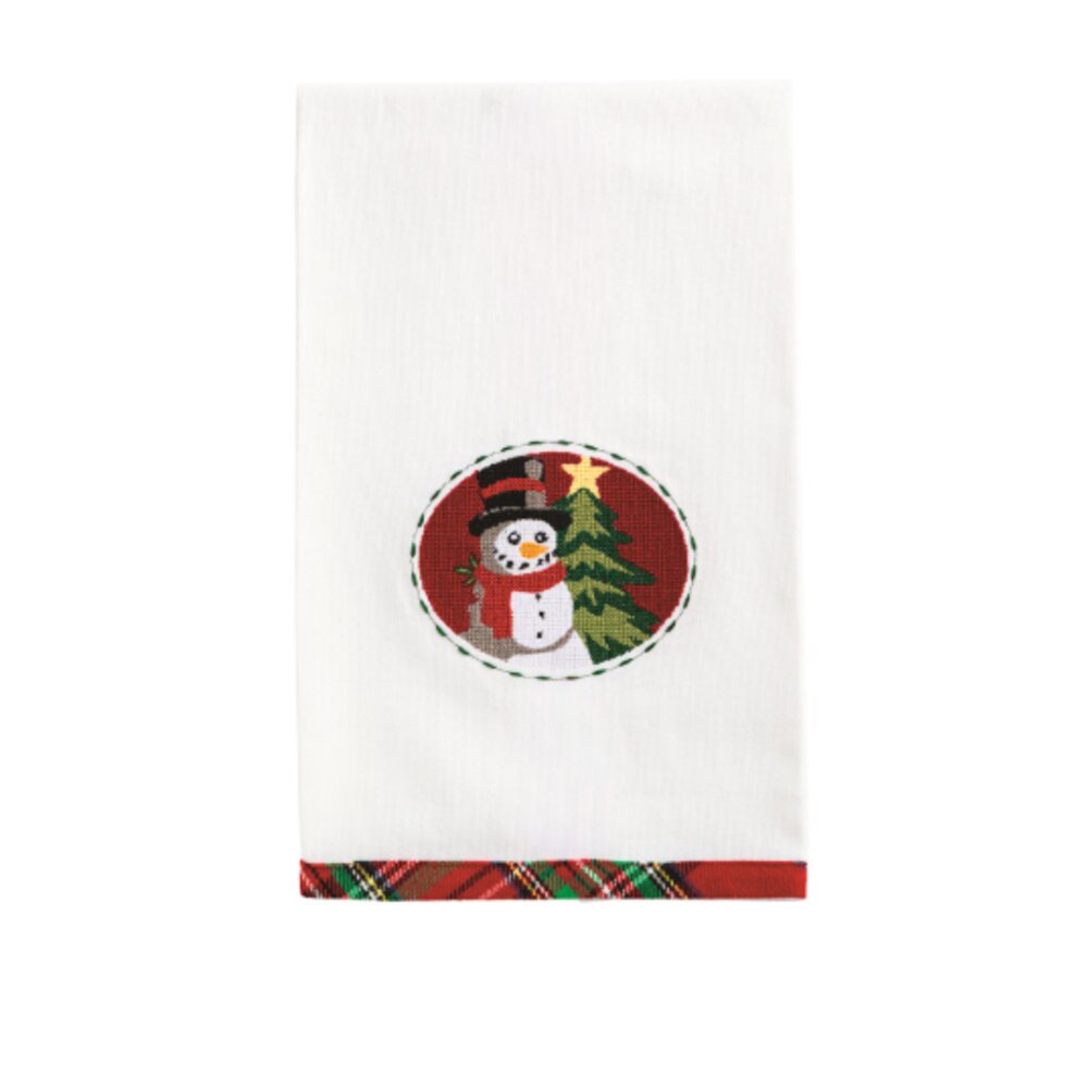 Mud Pie Snowman Needlepoint Christmas Towel
