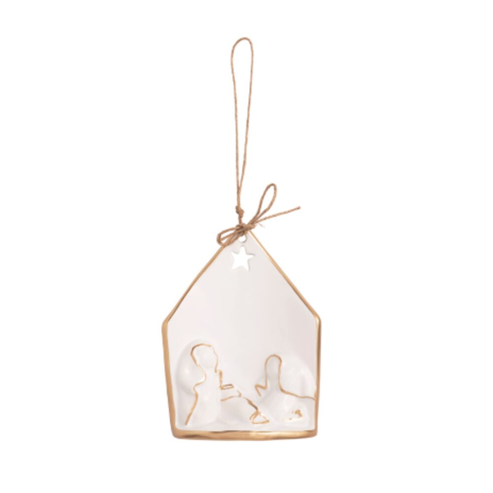 Mud Pie Gold Edge Nativity Ornament