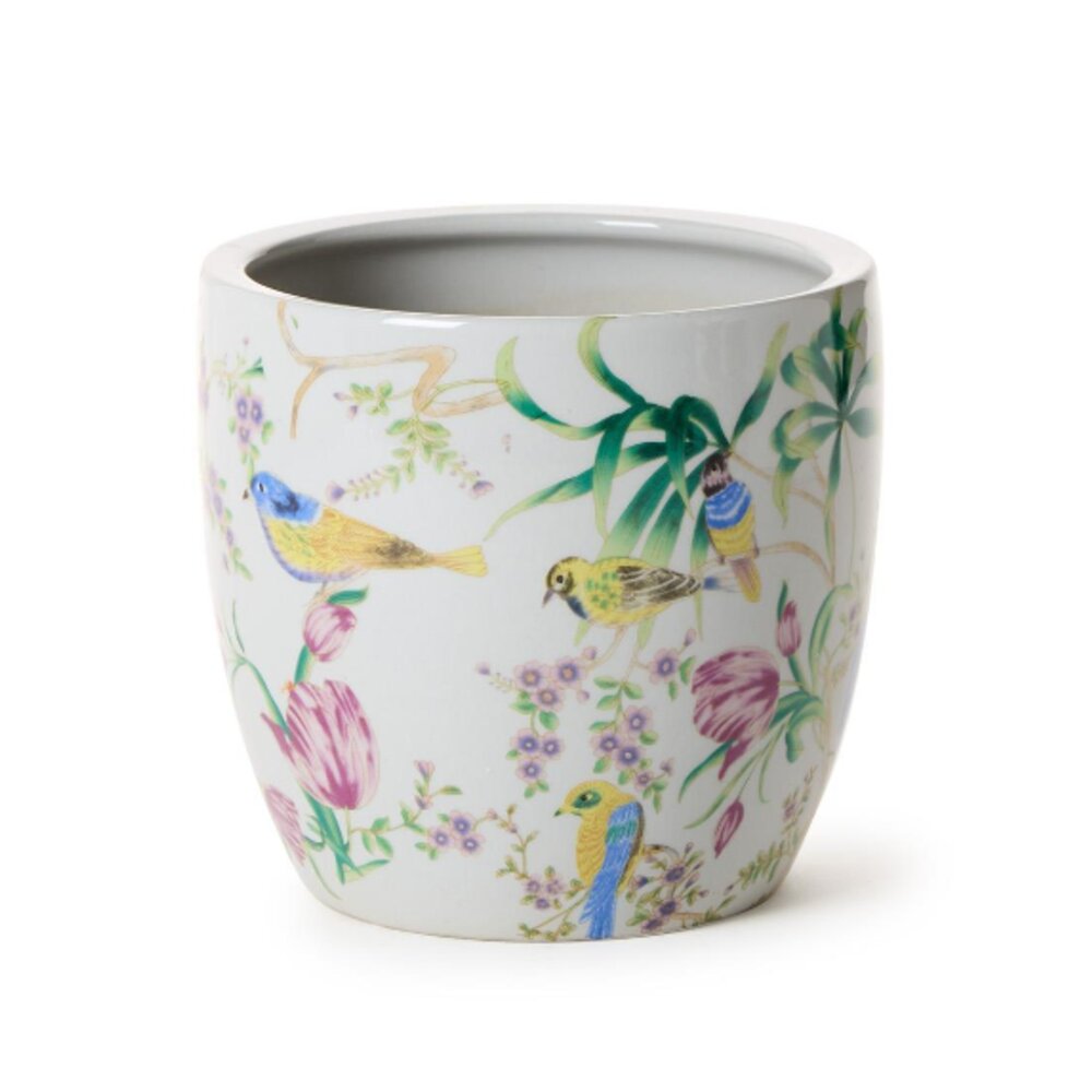 Two's Company Bird & Bloom Chinoiserie Planter
