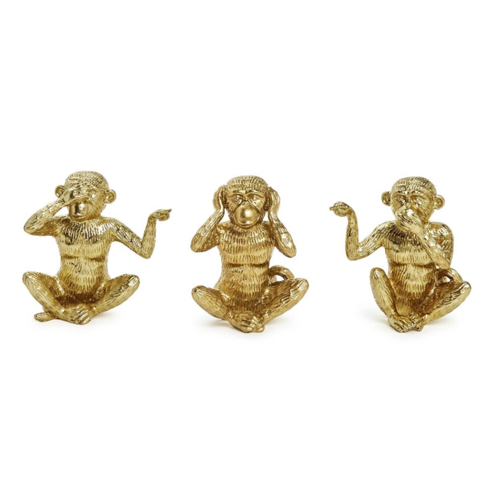 Two's Company Hear No Evil, See No Evil, Speak No Evil Golden Monkeys - Set of 3